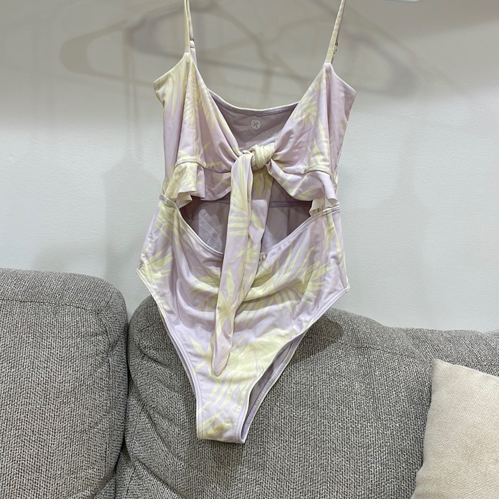 Sisstrevolution Lavender Yellow Palm One Piece Bikini Cut Out Small